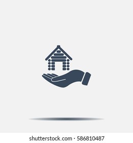 Home on the hand vector icon