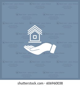 Home on the hand vector icon