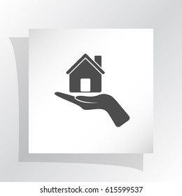 Home on the hand vector icon