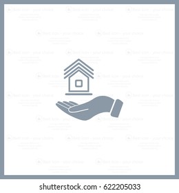Home on the hand vector icon