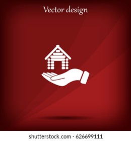 Home on the hand vector icon