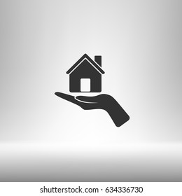 Home on the hand vector icon