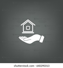 Home on the hand vector icon
