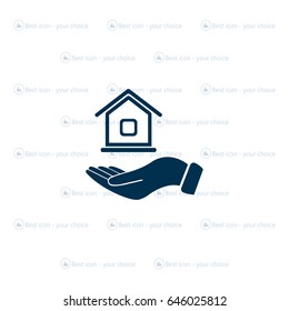 Home on the hand vector icon