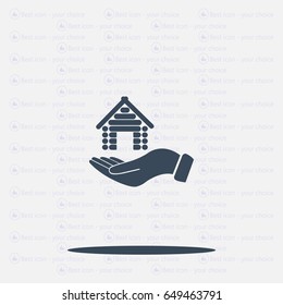 Home on the hand vector icon