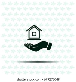 Home on the hand vector icon