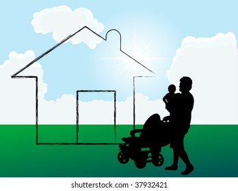 Home on the meadow - vector illustration