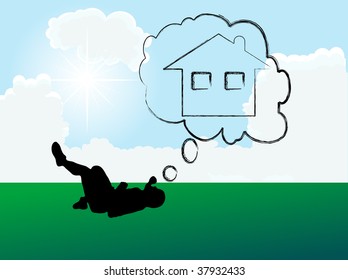 Home on the meadow - vector illustration