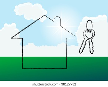 Home on the meadow - vector illustration