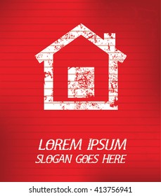 Home on red background,poster grunge design