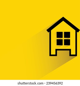 home on yellow background, flat and shadow theme