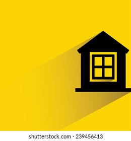 home on yellow background, flat and shadow theme