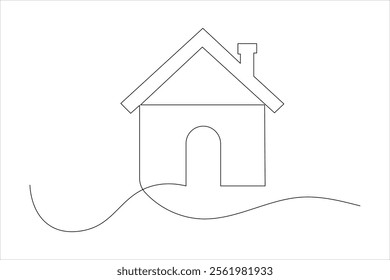 Home one line drawing of isolated continuous outline vector illustration
