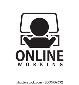Vector de logotipos de iconos de trabajo en línea en el hogar