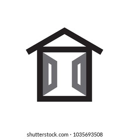 Home with open the door logo design vector