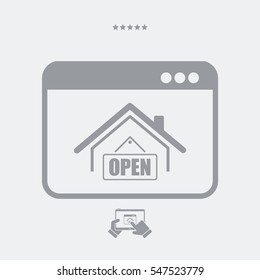 Home and "open" signboard - Vector icon for computer website or application