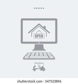 Home and "open" signboard - Vector icon for computer website or application