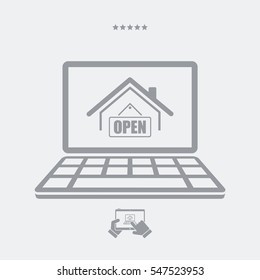 Home and "open" signboard - Vector icon for computer website or application