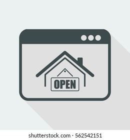 Home and "open" signboard - Vector icon for computer website or application