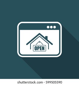 Home and "open" signboard - Vector icon for computer website or application