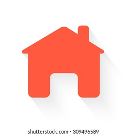 home in orange with drop shadow on white