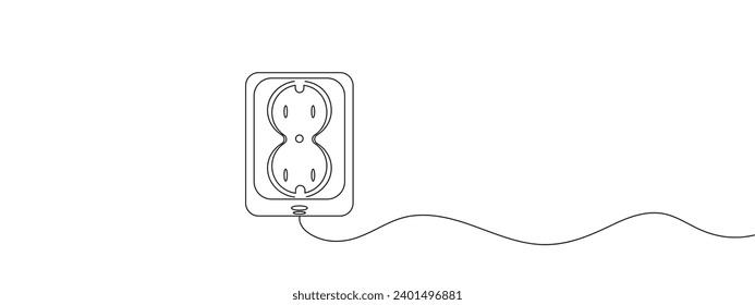 Home outlet icon line continuous drawing vector. One line Rosette icon vector background. Home outlet icon. Continuous outline of a Socket outlet icon.