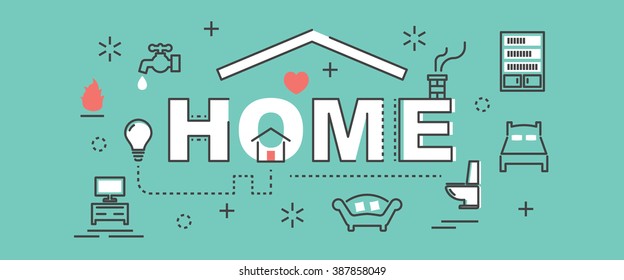 home outline banner, vector minimal design