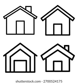 Grundriss einfaches Symbolset, schwarze Farbe und weißer Hintergrund