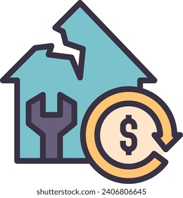 home outline style icon for ui, ux, web, app, brochure, flyer and presentation design, etc.