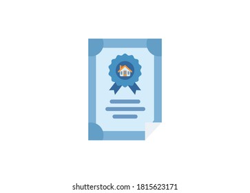 Certificado de propiedad del hogar. Ilustración plana simple