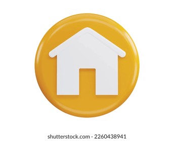 Home page button house web symbol with 3d vector icon illustration