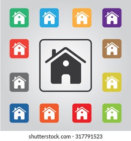 Home page colored vector icon set for web and mobile