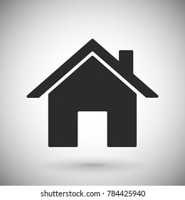 Home page icon. Black silhouette symbol on gray background. Vector illustration