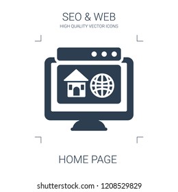 home page icon. high quality filled home page icon on white background. from seo web collection flat trendy vector home page symbol. use for web and mobile