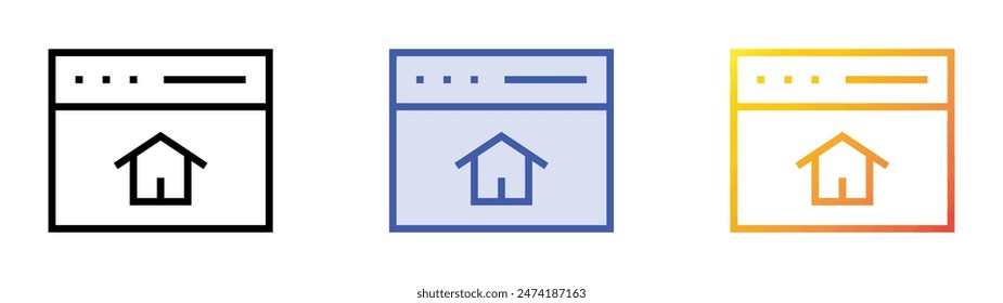 home page icon. Linear, Blue Fill and Gradient Style Design Isolated On White Background