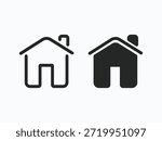 Home page icon linear and solid set. Simple home round shape button for website and apps. Website home button. Main menu page symbol. Flat solid and thin line design. Vector stock illustration