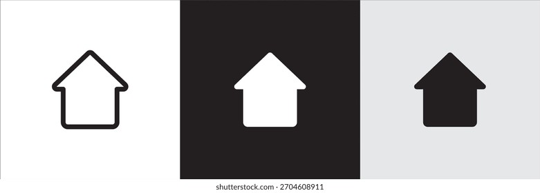 Homepage-Symbol. Einfache Home-Taste für Website und Apps. Homepage-Schaltfläche. Symbol für die Hauptmenüseite. Flaches, durchgehendes und dünnes Liniendesign. Vektorgrafik.