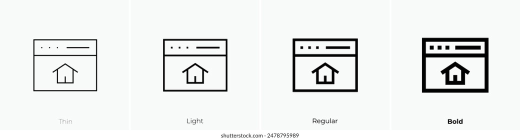 home page icon. Thin, Light Regular And Bold style design isolated on white background