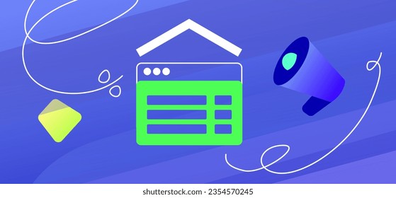 Home page inside an abstraction forms. The concept of personal statistics. Good for animation. Vector illustration for your business.
