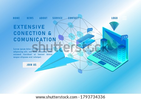 Home page isometric extensive conection and comunication