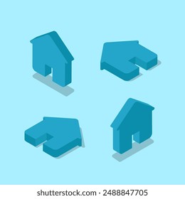 Home page isometric icon design. House 3d pictogram in modern style. Vector illustration