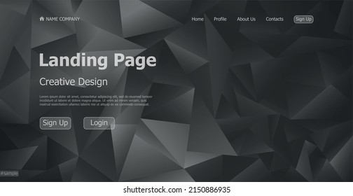Home page landing page black geometric template landing business page digital website landing page design concept - Vector illustration