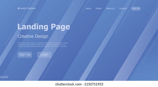 Home page landing blue web landing page template digital website landing page design concept - Vector illustration