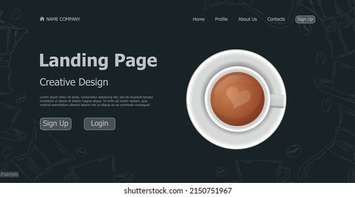 Home page landing page coffee shop web template landing business page digital website landing page design concept - Vector illustration