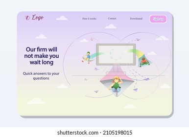 Home page of the site quick answer. Feedback. Fast message delivery. Web page template. Vector