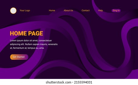 Homepage-Vorlage mit violettem, fließendem Hintergrund für Ihr Design