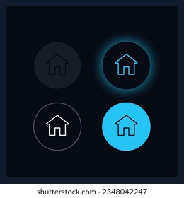 Home page UI elements kit. Mainpage button states. Isolated vector components. Flat navigation menus and interface buttons template. Dark theme web design widget collection for mobile application