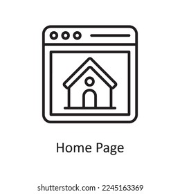 Home Page Vector Outline Icon Design illustration. Design and Development Symbol on White background EPS 10 File
