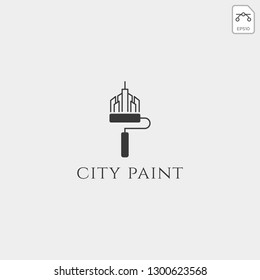 home paint brush colorful logo template vector icon element