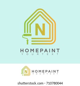 home paint initial Letter N Logo design